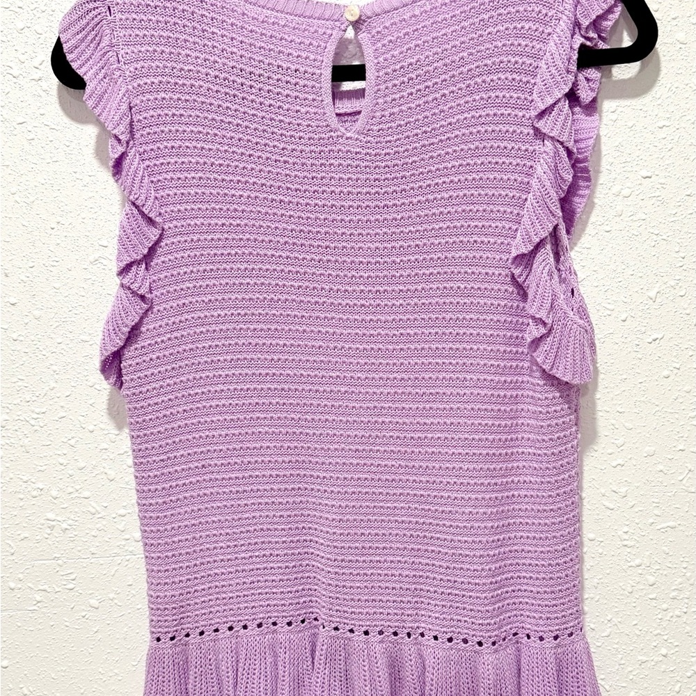Lavender Ruffle Knit Top M - Picture 7 of 10
